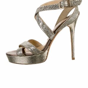 Jimmy Choo Elegant Silver High Heel Sandals